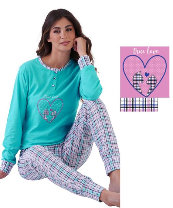 Pigiama donna a serafino in jersey di cotone Karelpiu' KE0144