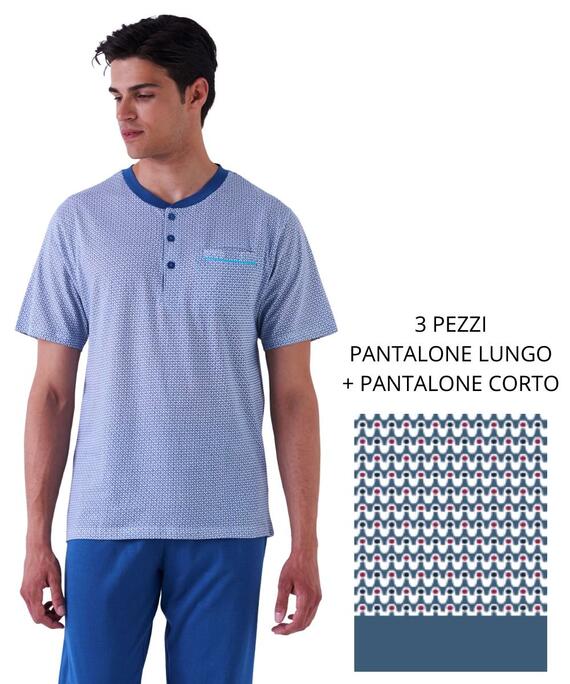 Pigiama uomo 3 PEZZI in jersey di cotone Karelpiu' KE0219