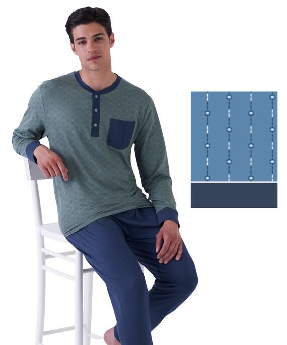 Pigiama uomo a manica lunga in jersey di cotone Karelpiu' KE0223