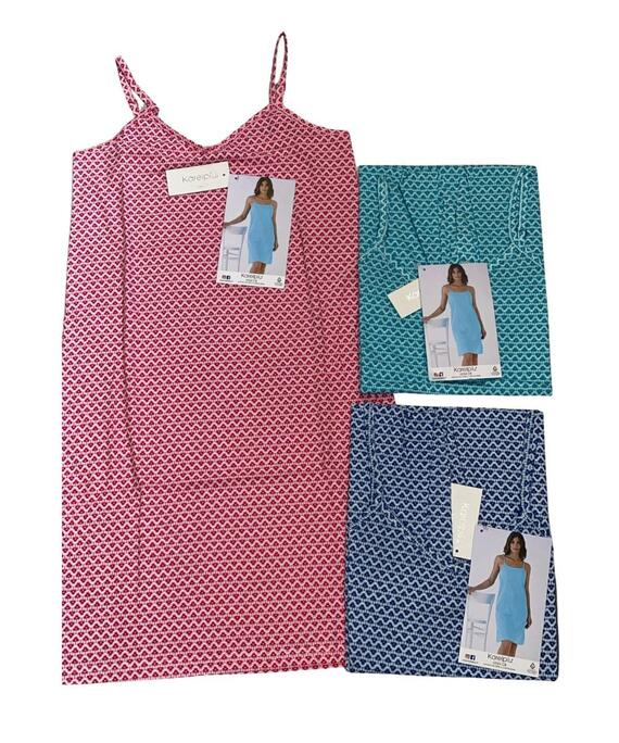 Camicia da notte donna a spalla stretta fantasia Karelpiu' KE0334