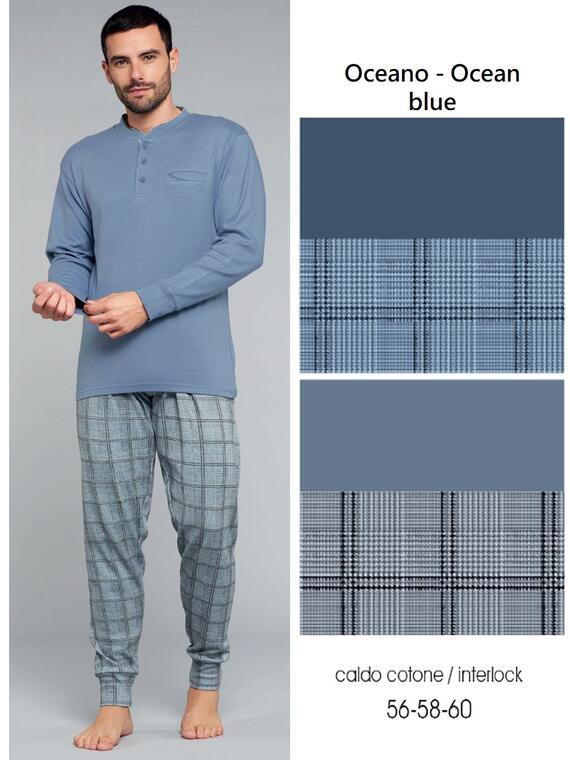 Men's calibrated pajamas in warm cotton jersey Karelpiu' KF3127