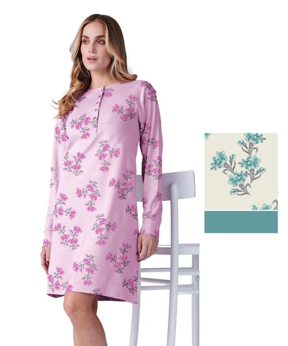 Camicia da notte donna in jersey di cotone caldo Karelpiu' KF9001
