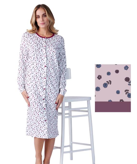 Camicia da notte donna clinica in jersey di cotone caldo Karelpiu' KF9012