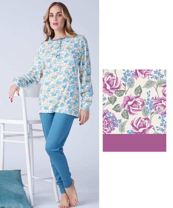 Pigiama donna in jersey di cotone caldo Karelpiu' KF9022