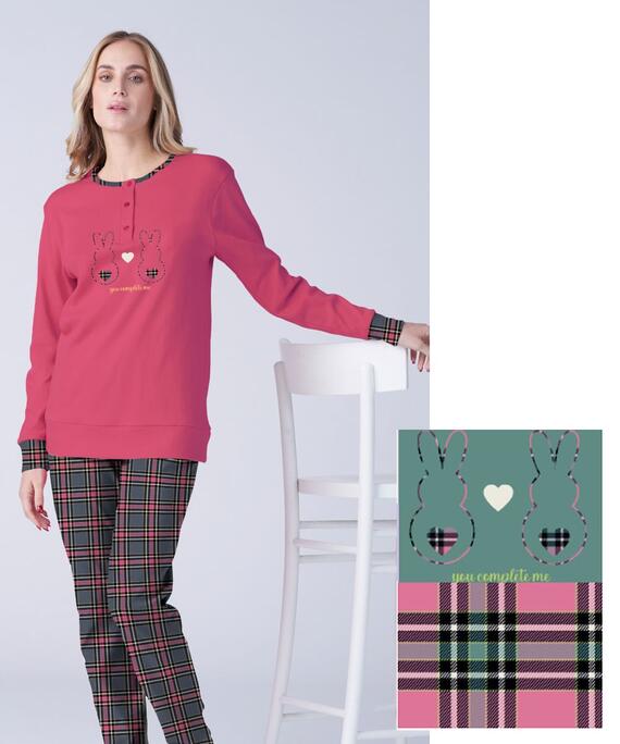 Pigiama donna in jersey di cotone caldo Karelpiu' KF9070