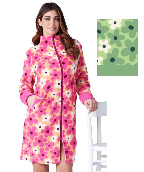 Vestaglia donna con zip in caldo pile coral Karelpiu' KF9214
