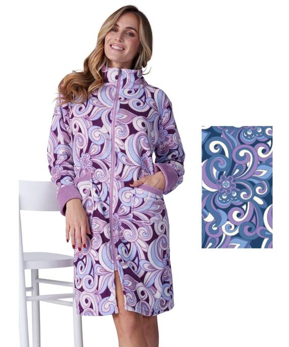 Vestaglia donna con zip in caldo pile coral Karelpiu' KF9226