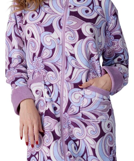 Vestaglia donna con zip in caldo pile coral Karelpiu' KF9226