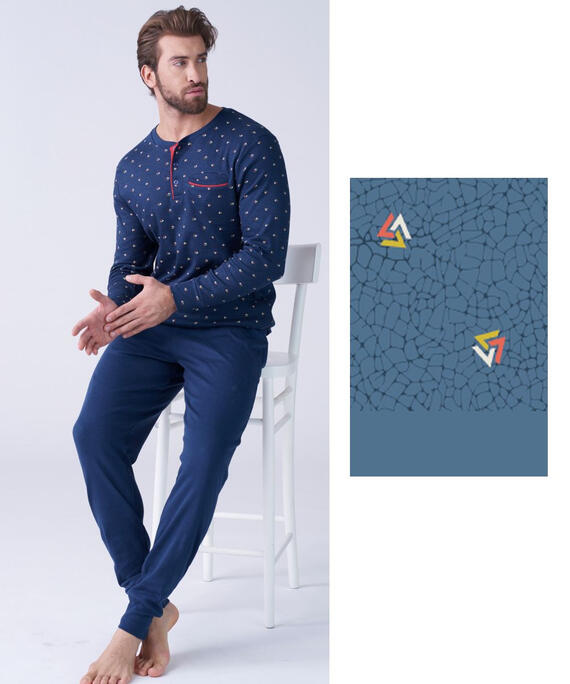 Pigiama uomo in jersey di cotone caldo Karelpiu' KF9314