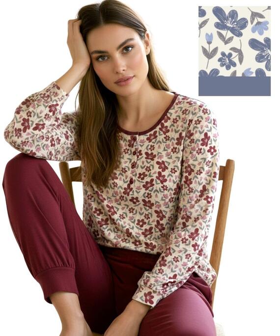 Pigiama donna in jersey di cotone caldo Karelpiu' KI1022