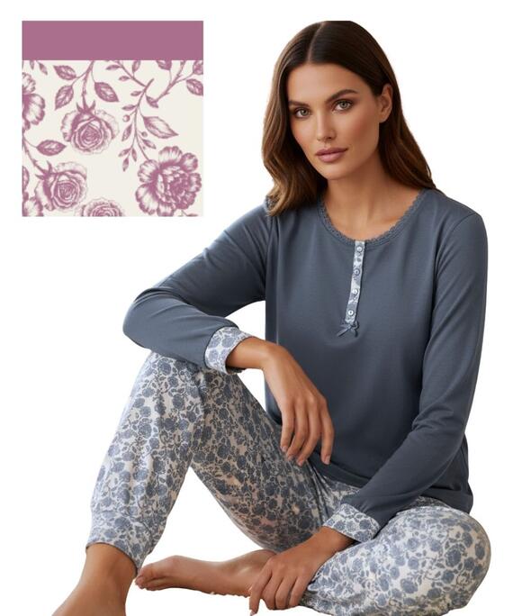Pigiama donna in jersey di cotone caldo Karelpiu' KI1034