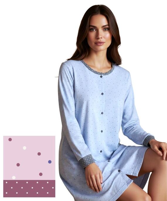 Camicia da notte clinica in jersey di cotone caldo Karelpiu' KI1050