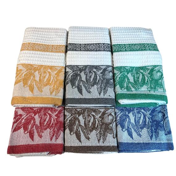 SET OF 6 COTTON KITCHEN TOWELS WITH HONEYCOMB KRISTY KUVEE HOME