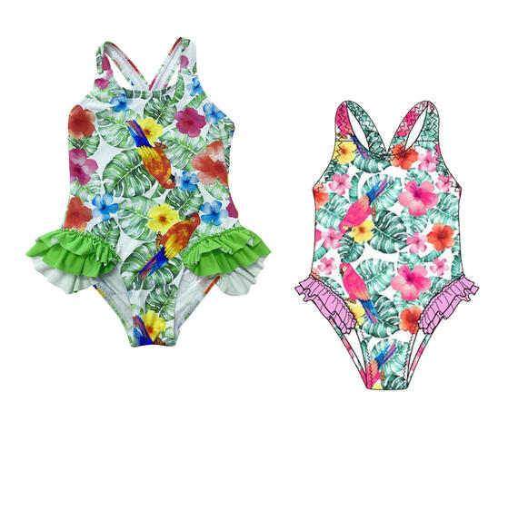 GIRL'S ONE-PIECE SWIMSUIT WITH TROPICAL PRINT 3-7 YEARS LB-70196 LOLETA