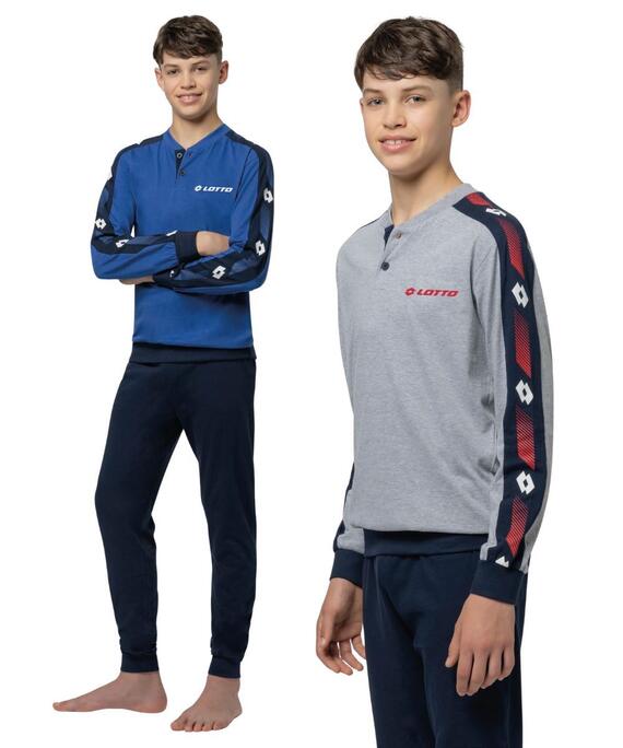 Pigiama lungo da ragazzo in jersey di cotone Lotto LP4219