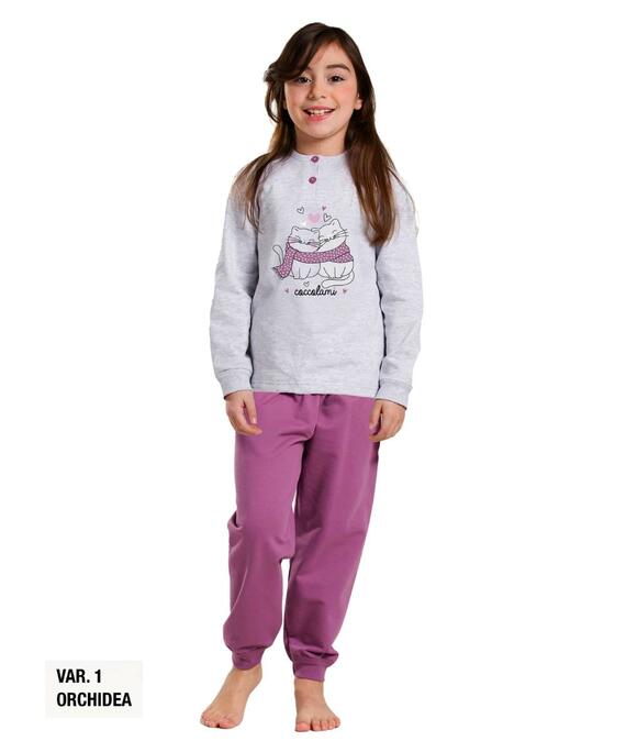 Pigiama da bambina in CALDO cotone Martellina M2008