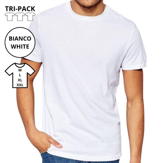 T-shirt unisexe en jersey de coton Map 3001 Blanc TRI-PACK