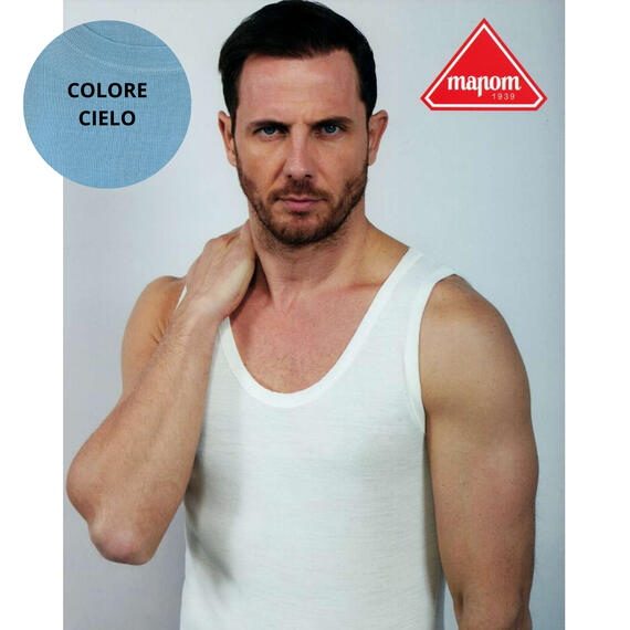 CANOTTIERA UOMO SPALLA LARGA MISTO LANA MAPOM ROCKY SL CIELO