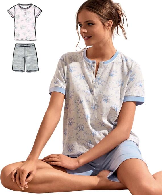 Pigiama donna a manica corta in jersey di cotone Infiore Nuvola NVL654198