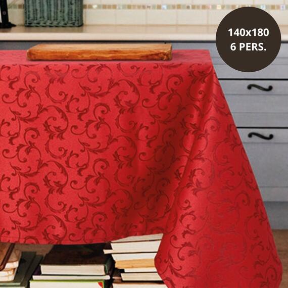 TOVAGLIA NATALE ANTIMACCHIA 6 PERSONE QUEEN BORDEAUX 140*180