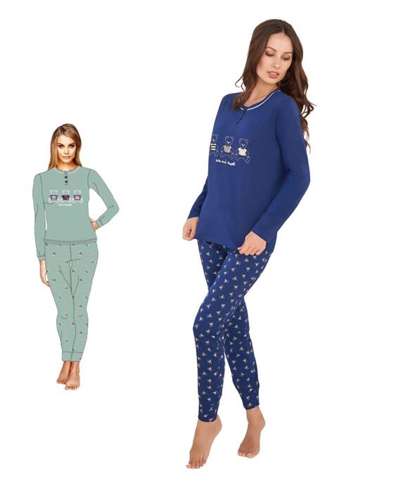 Pigiama donna in jersey di cotone Oro Nero OD563