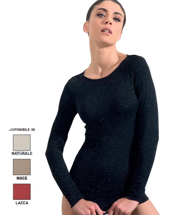 Pura P0724M viscose and lurex boat-neck under-jacket