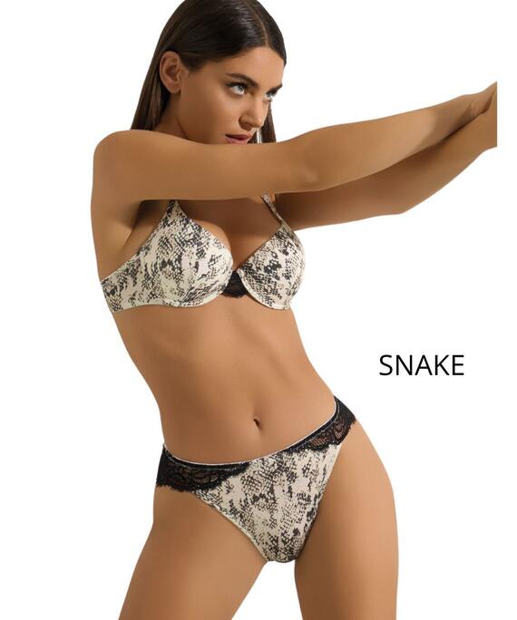 Women's set with padded push-up bra in bamboo and lace with Brazilian briefs Pura P0847C