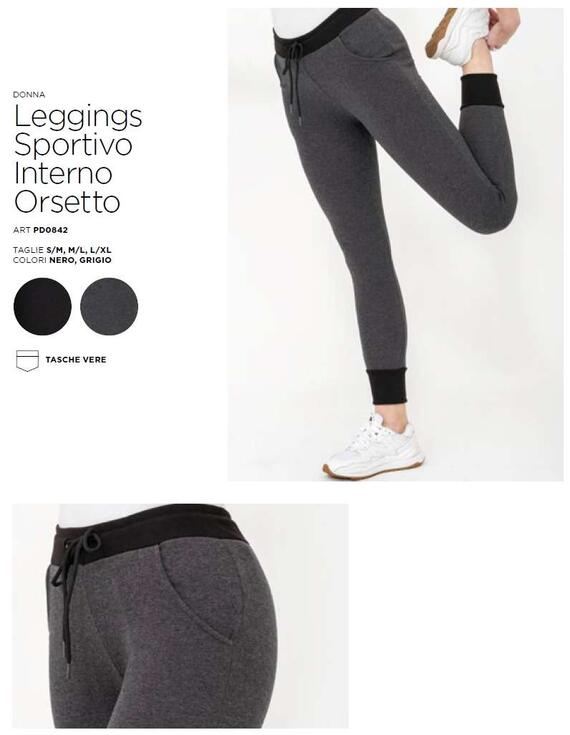 Leggings donna in jersey felpato Gladys PD0842