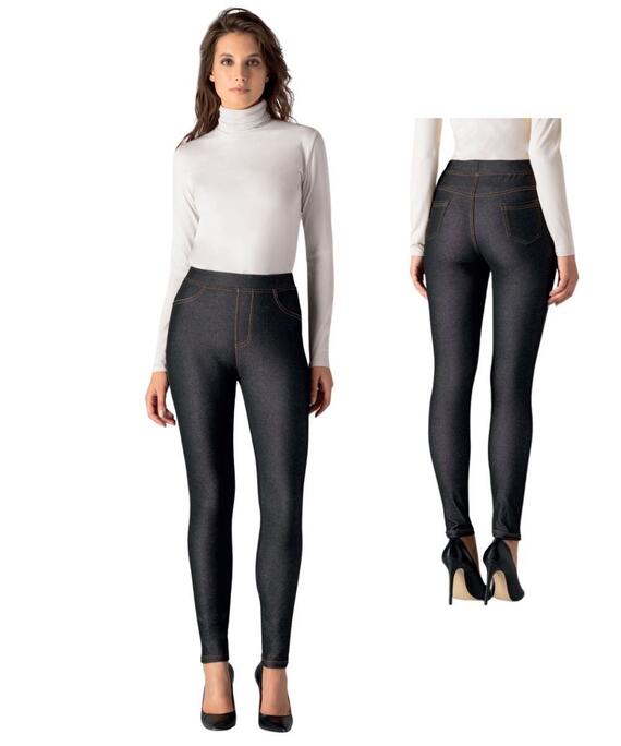 Leggings donna in caldo jersey felpato effetto jeans Gladys PD0926