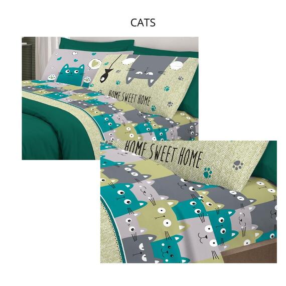 COMPLETO LETTO MATRIMONIALE DI COTONE LEGGERO PENSIERI DELICATI (2 PIAZZE) 