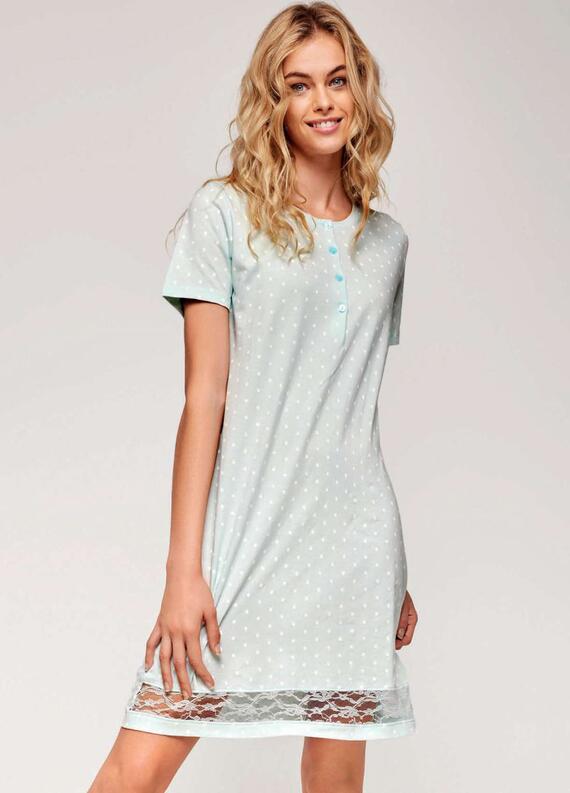 Women's short-sleeved cotton jersey nightdress Infiore Ping Pong PNG631727