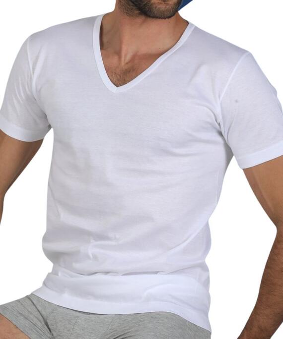 T-shirt uomo in cotone con scavo a V Fragi art. Pierre