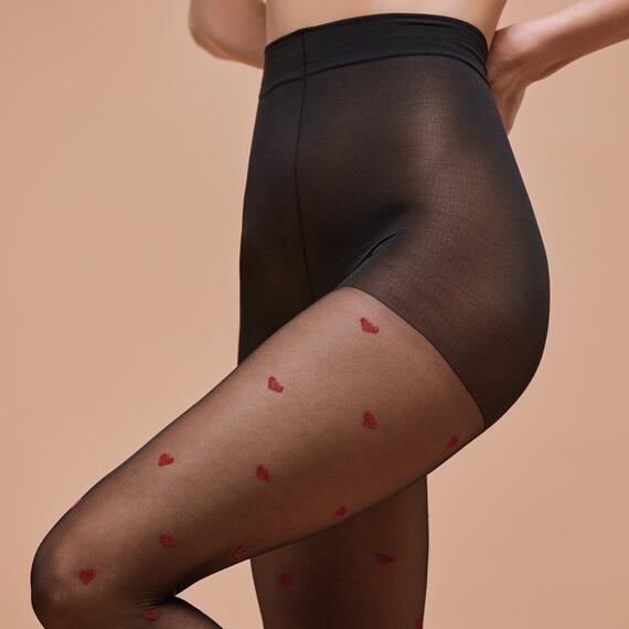COLLANT DONNA 40DEN CON MOTIVO CUORI A CONTRASTO POMPEA RUBINO