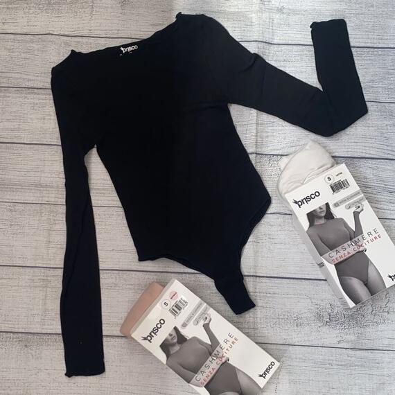 Body donna a manica lunga girocollo in cashmere ultralight Prisco Cash Body ml