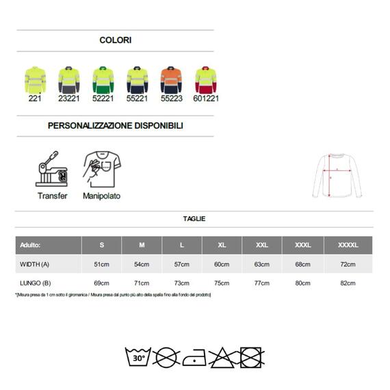 Polo a maniche lunghe alta visibilità POLARIS L/S HV9306 Roly
