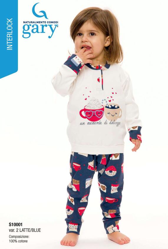 Baby girl's warm cotton jersey pajamas Gary S10001