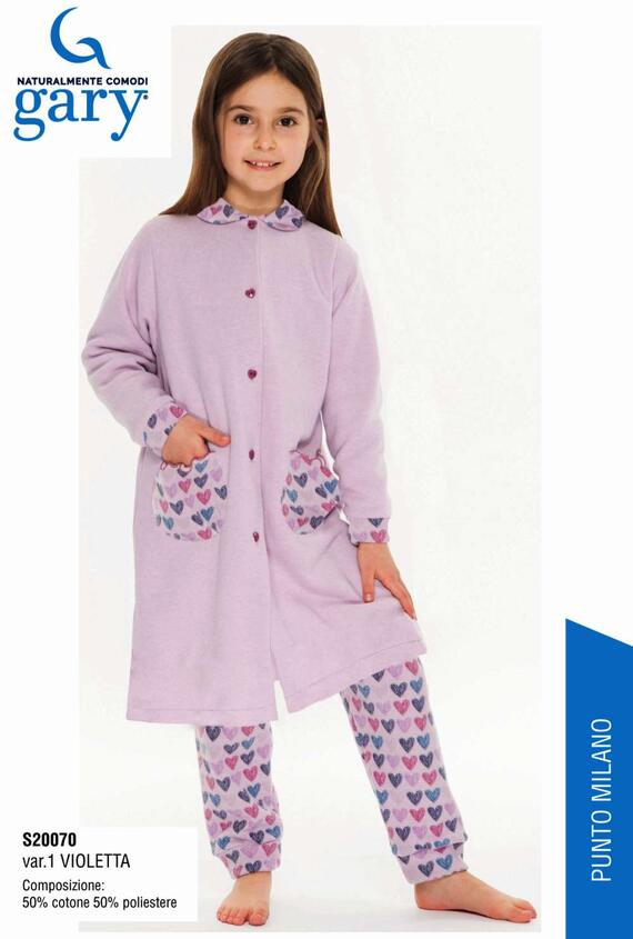 GIRL'S PUNTO MILANO BUTTONED DRESSING GOWN S20070 GARY 3-7
