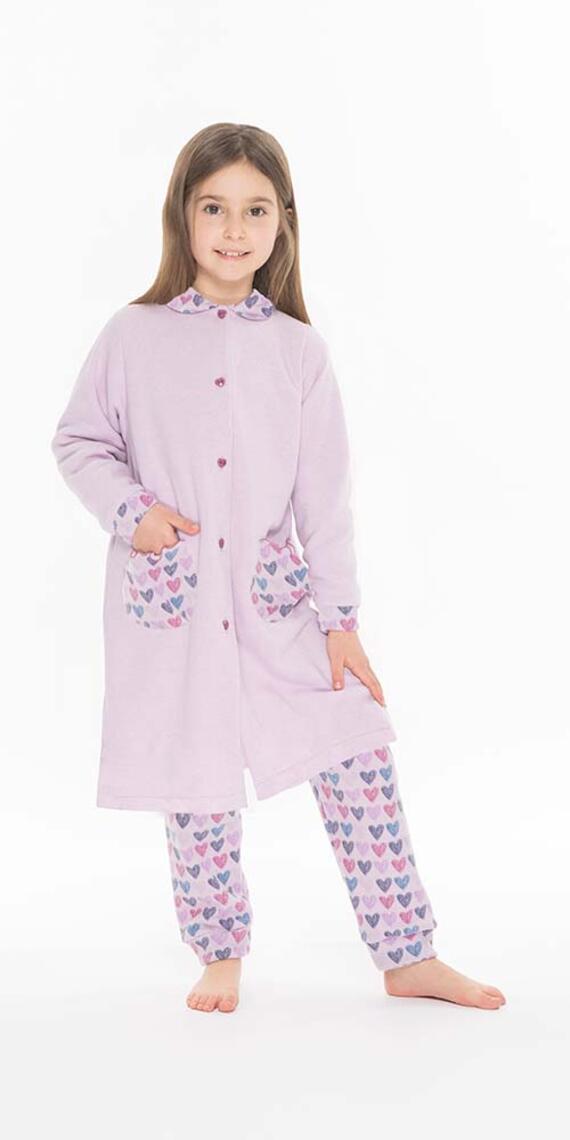 GIRL'S PUNTO MILANO BUTTONED DRESSING GOWN S30070 GARY 8-10