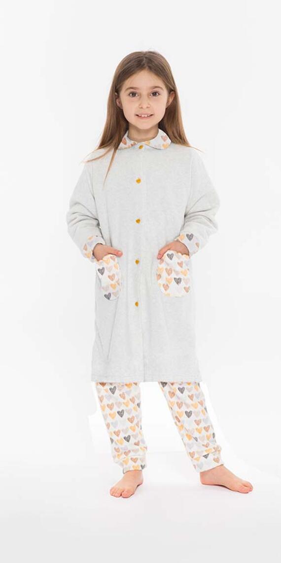 GIRL'S PUNTO MILANO BUTTONED DRESSING GOWN S30070 GARY 8-10