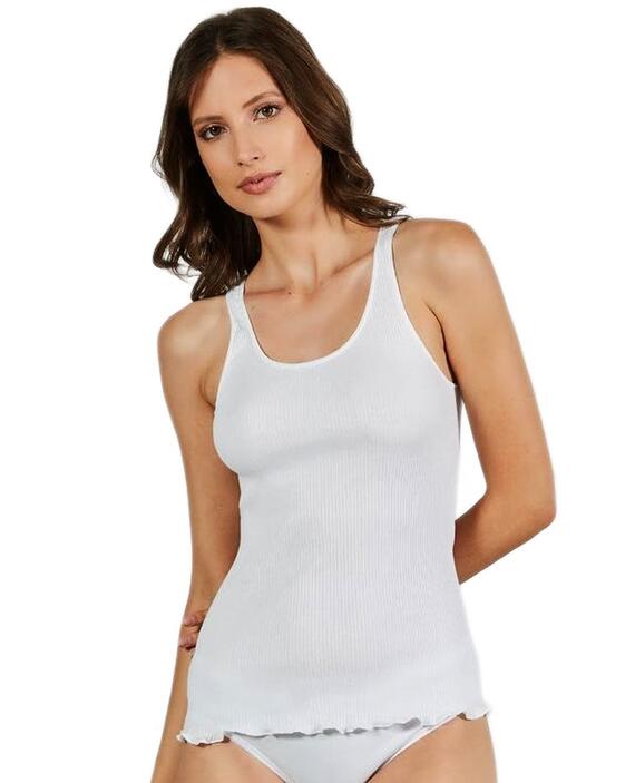 Women's wide shoulder tank top in ribbed cotton Esse Speroni S5202