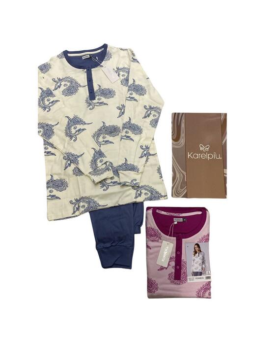 Pigiama donna in jersey di cotone caldo Karelpiu' SK9041