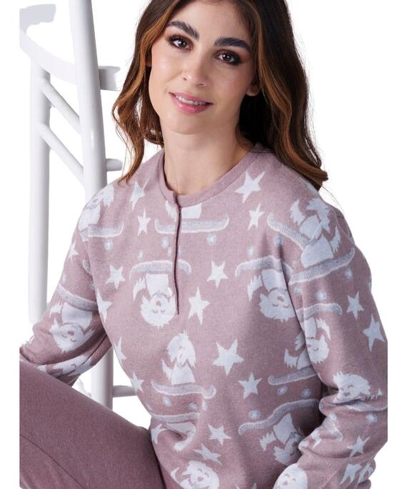 Pigiama donna in caldo jersey di cotone lanato Karelpiù SK9269