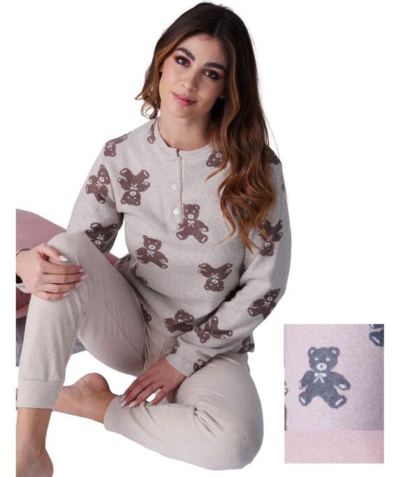 Pigiama donna in caldo jersey di cotone lanato Karelpiù SK9273