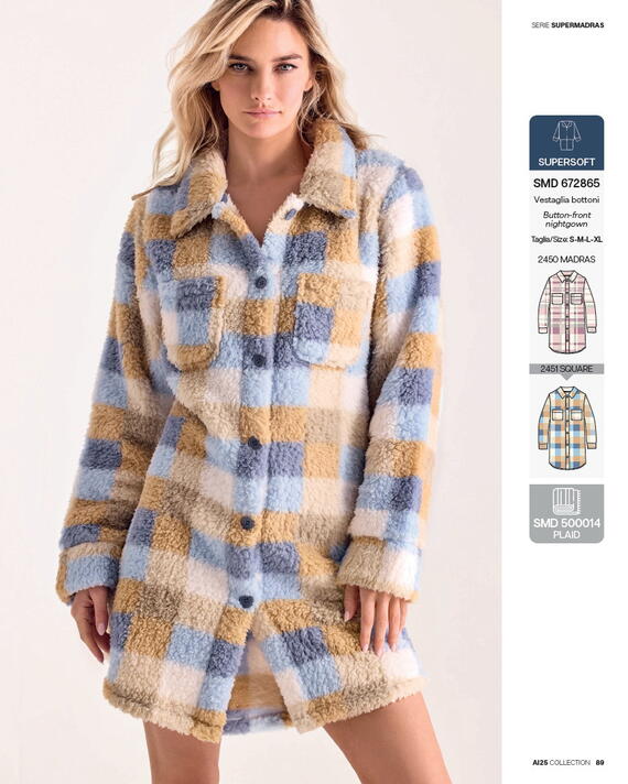 Женский короткий халат Infiore Supermadras SMD672865 из теплого кораллового флиса и меха