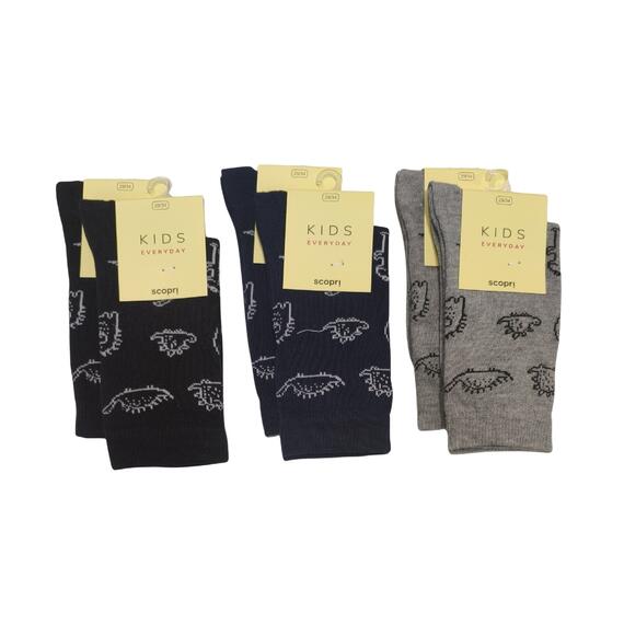 Children's short socks in warm cotton with dinosaur pattern Discover Scott