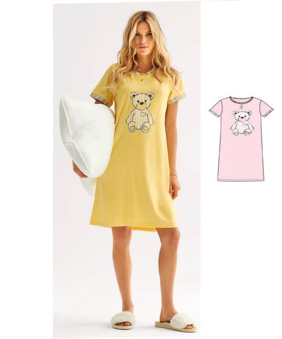 Camicia da notte donna a manica corta in jersey di cotone Infiore Theodore THD632375