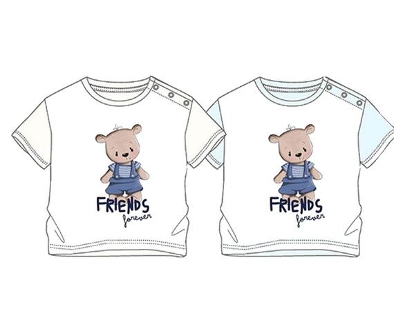 NEWBORN T-SHIRT WITH TWO4ONE BEAR PRINT TX096