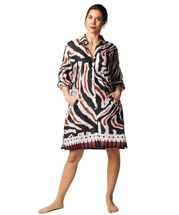 Abito donna manica 3/4 in voile di cotone fantasia Marila art. Turkia