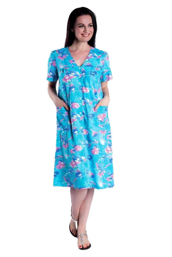 ABITO DONNA  A  MANICHE CORTE IN JERSEY DI COTONE FLORA V138 