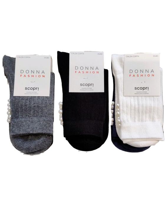 Calzino corto donna in caldo cotone con perle Scopri Prisco Vanity